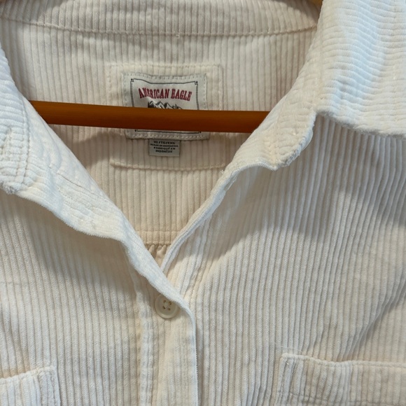American eagle Oversized Corduroy Cream Button-Up Shirt - Picture 5 of 12